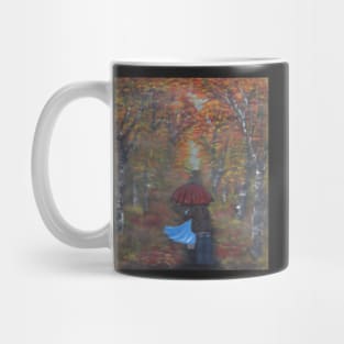 AUTUMN LOVERS WALKING IN THE FALL DESIGN, PRINT IMAGE OF ORIGINAL PAINTING ART Mug